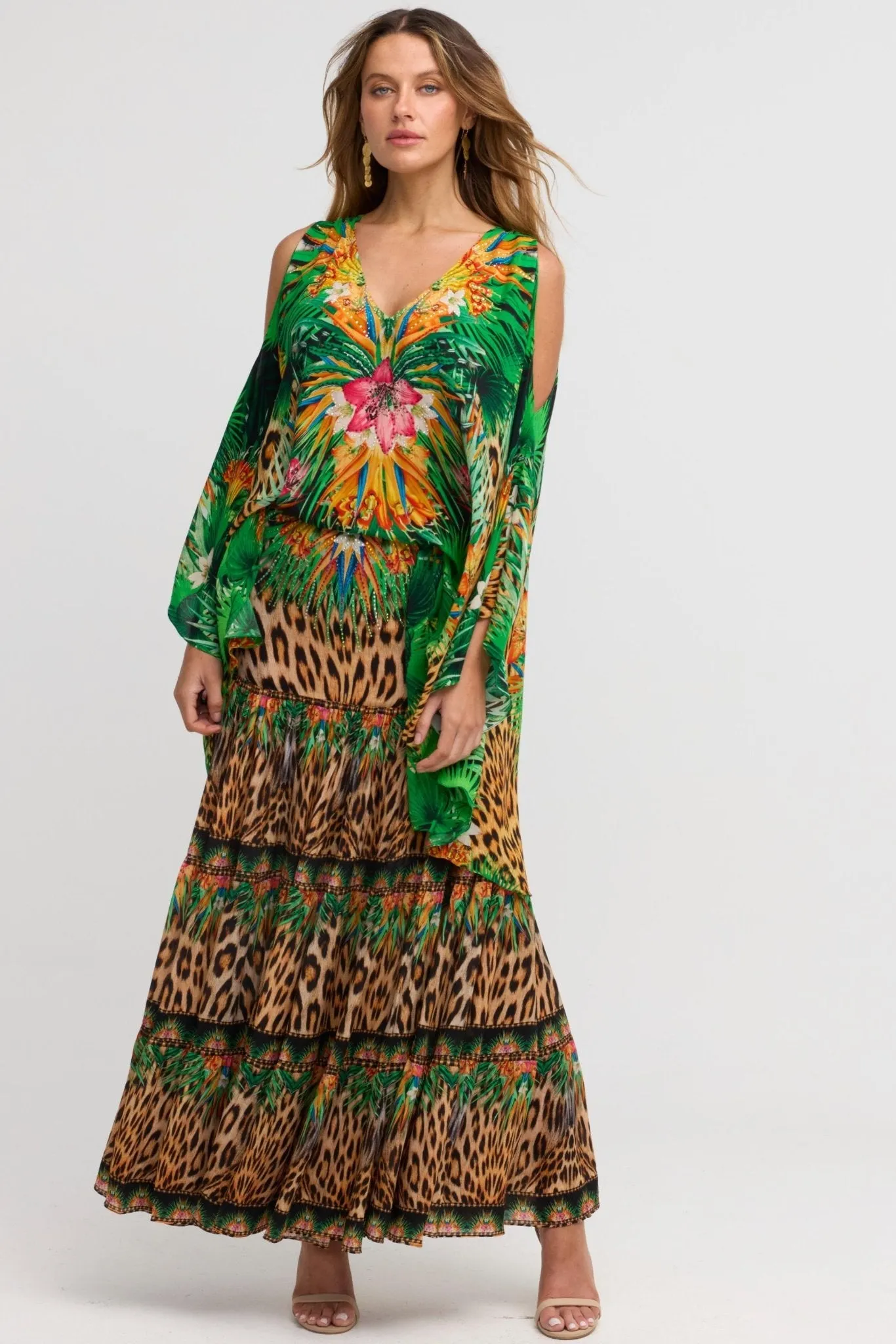 Tropical Temptation Maxi Skirt w Side Slit
