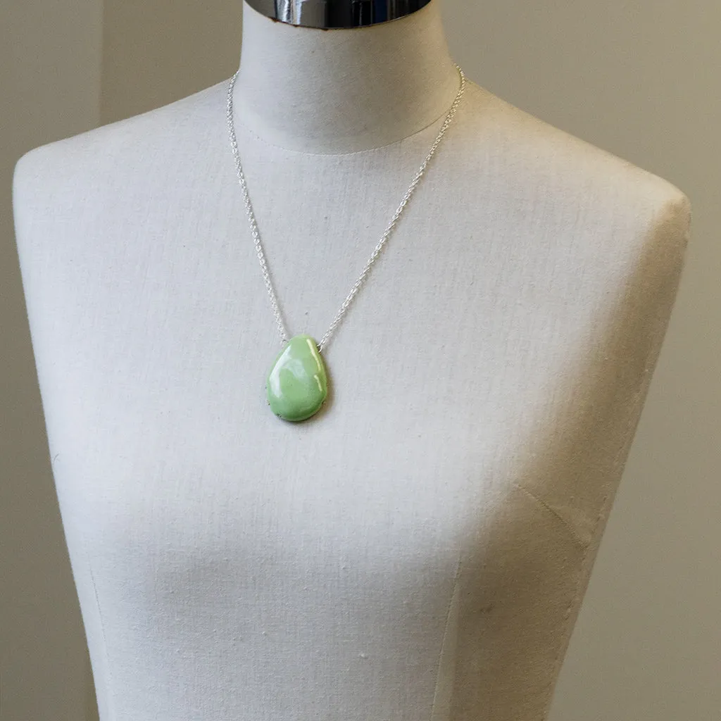 Turquoise Enamel and White Pearl Necklace