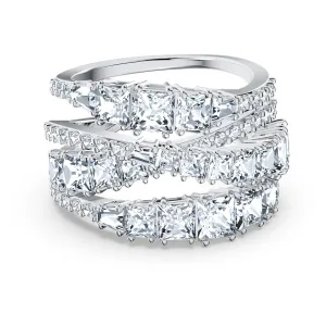 Twist Wrap ring White, Rhodium plated
