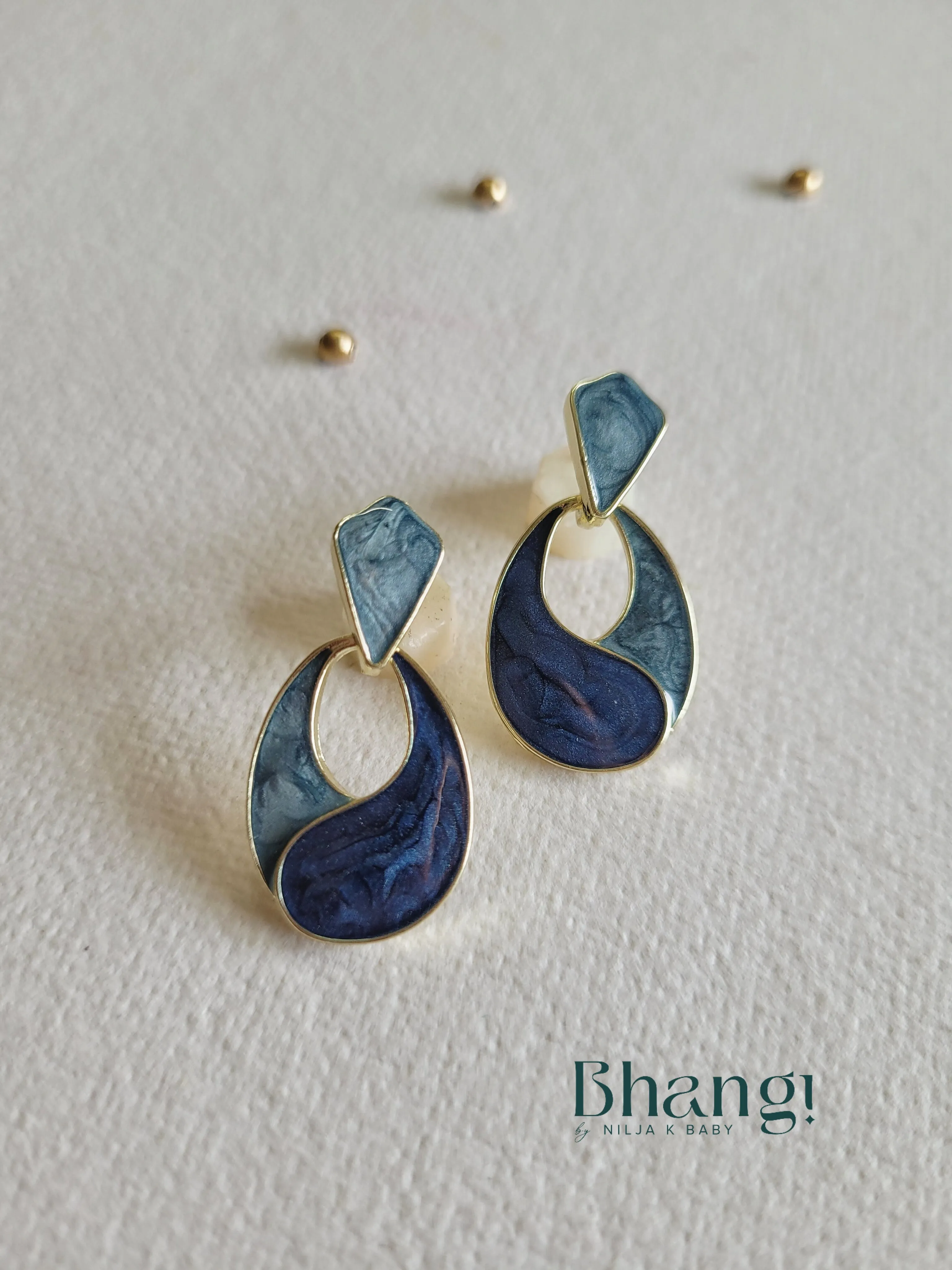 Two-Tone Enamel Drop Earrings