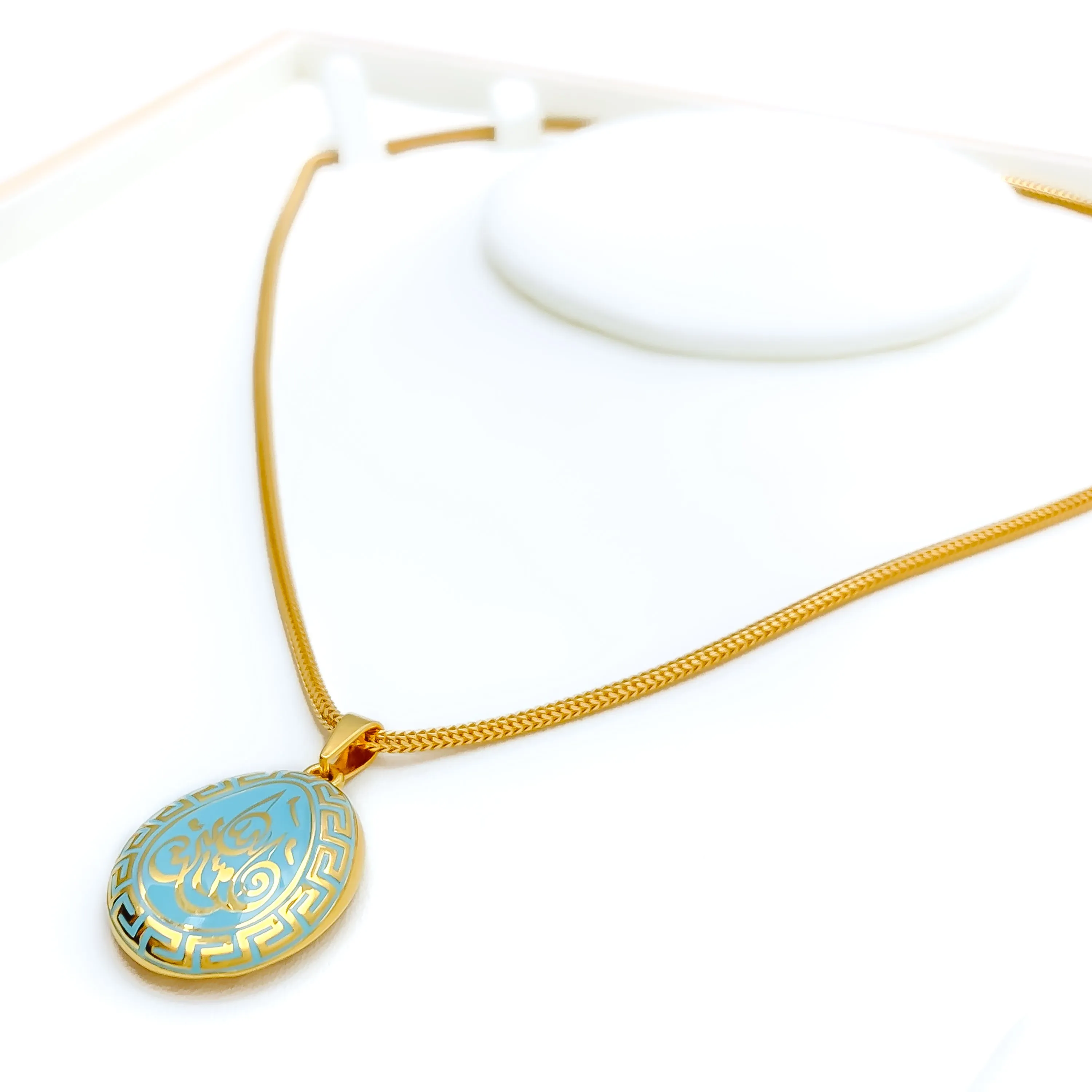 Unique Elongated 21k Gold Enamel Pendant
