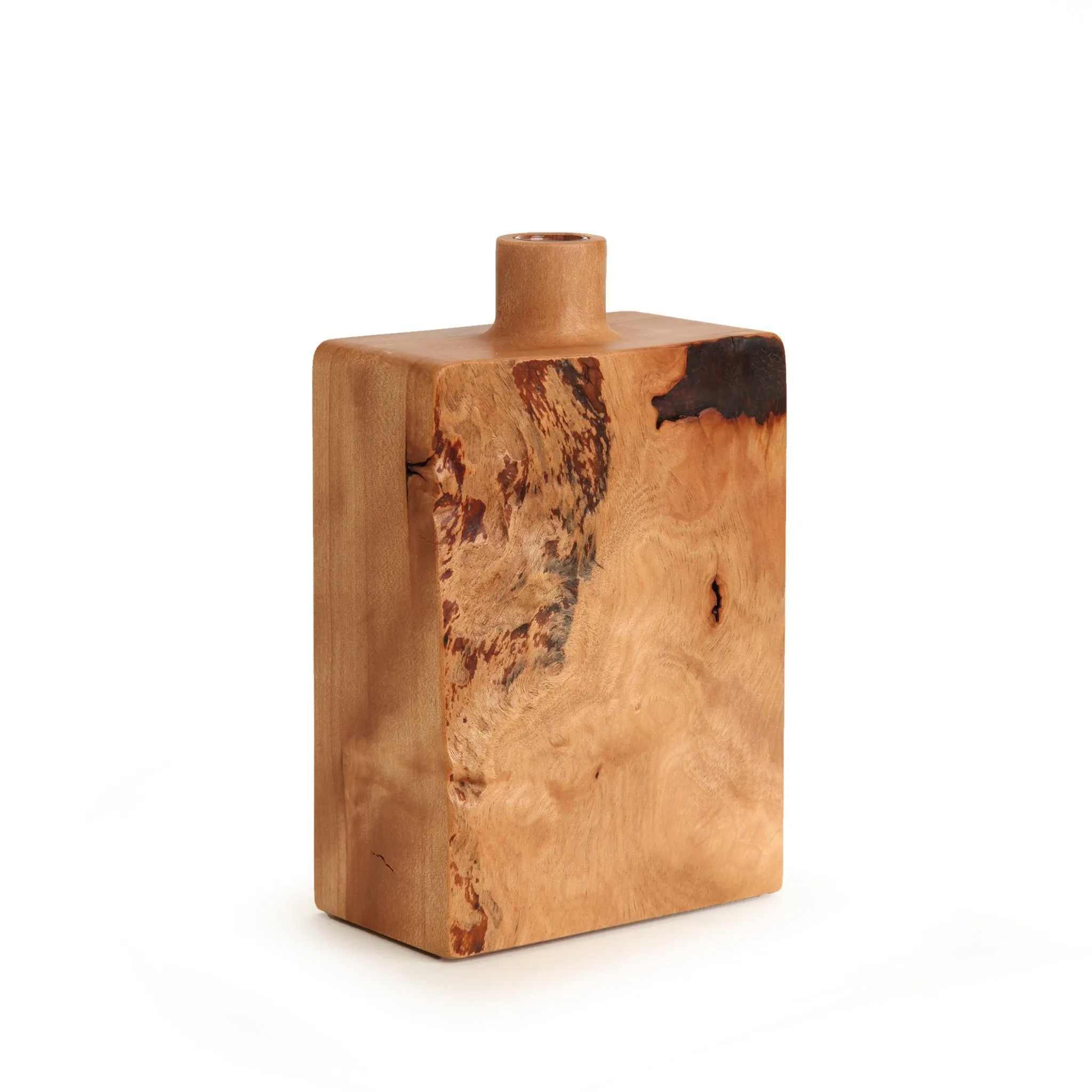 Unique Wooden Flower Vase Shaped Like Bottle