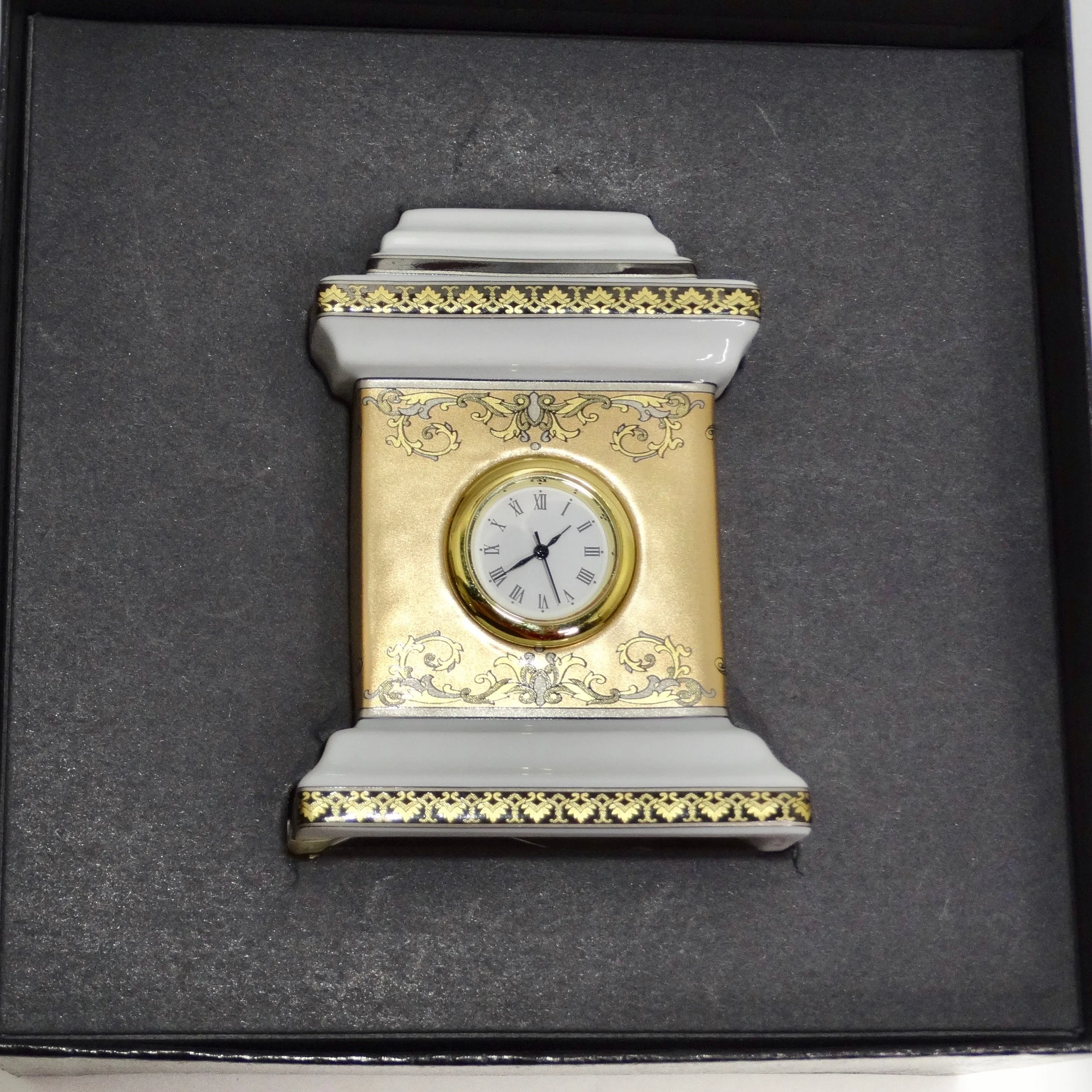 Versace Rosenthal 1990s Porcelain Table Clock