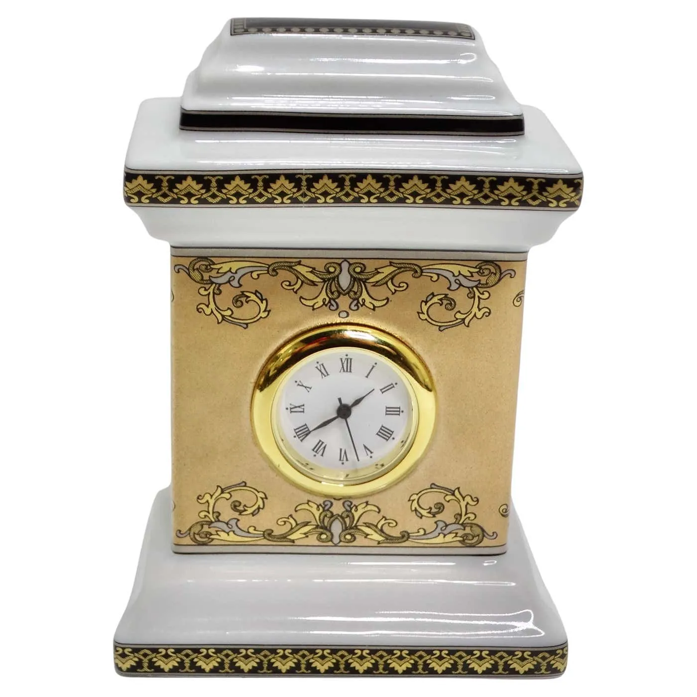 Versace Rosenthal 1990s Porcelain Table Clock