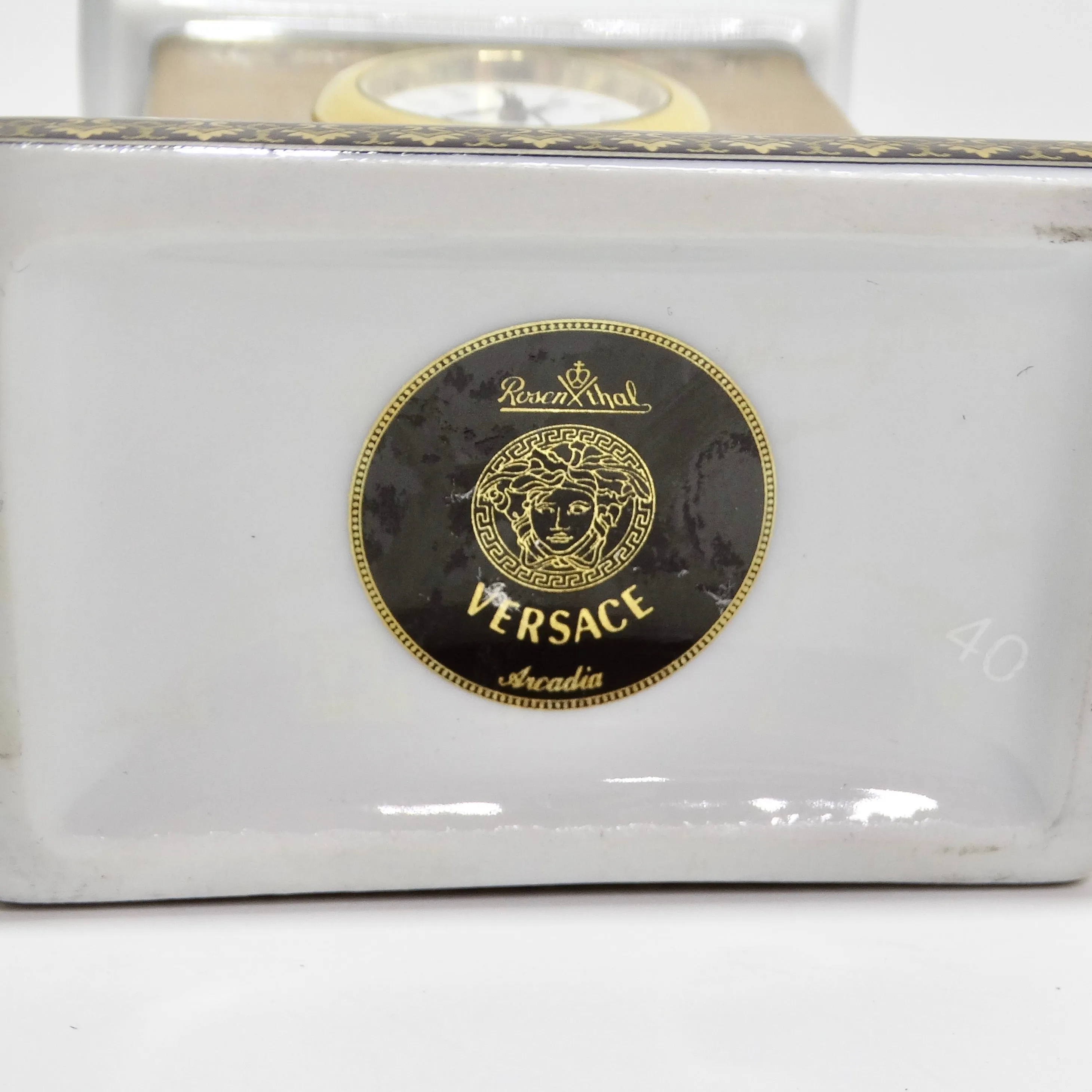 Versace Rosenthal 1990s Porcelain Table Clock