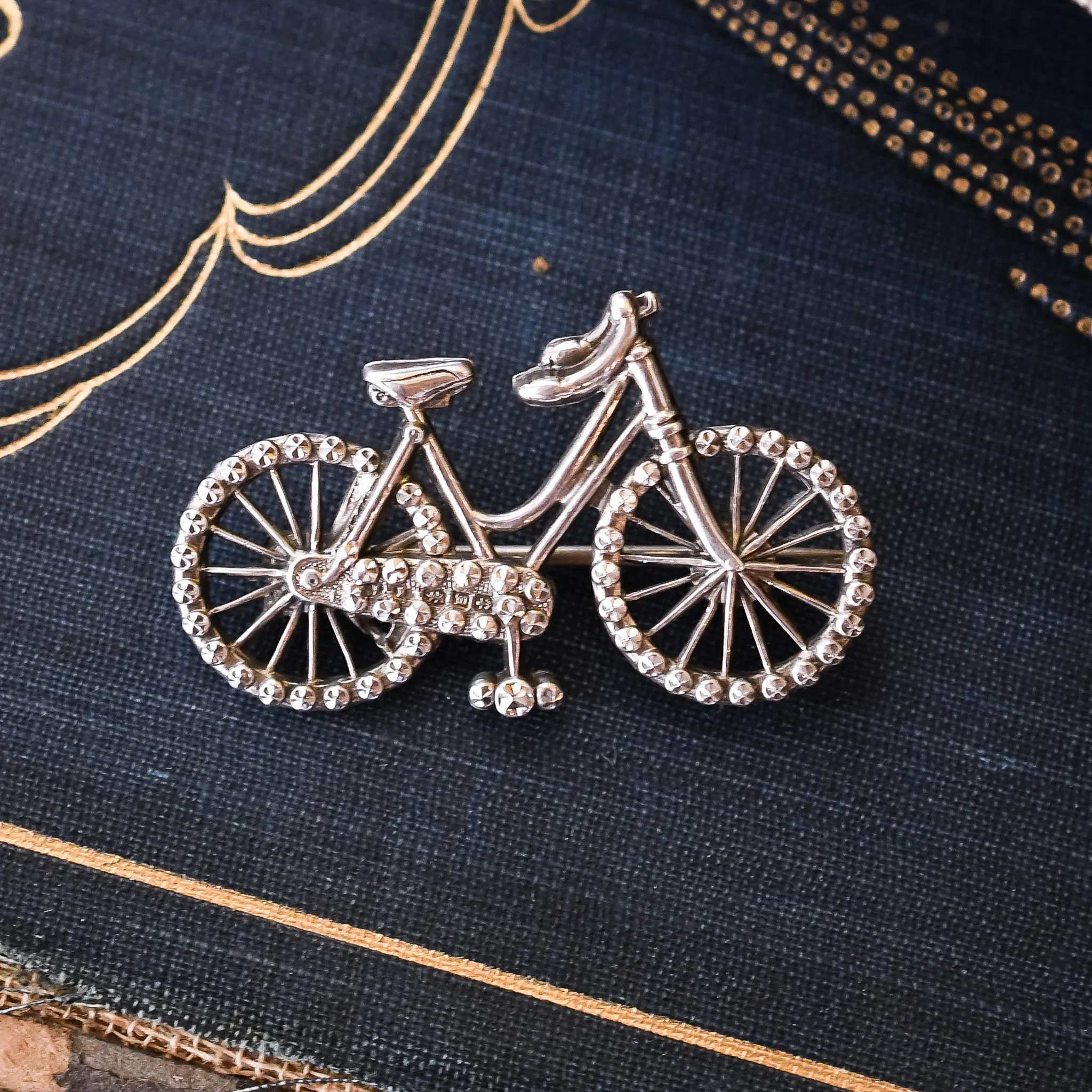 Victorian Silver Bicycle Brooch