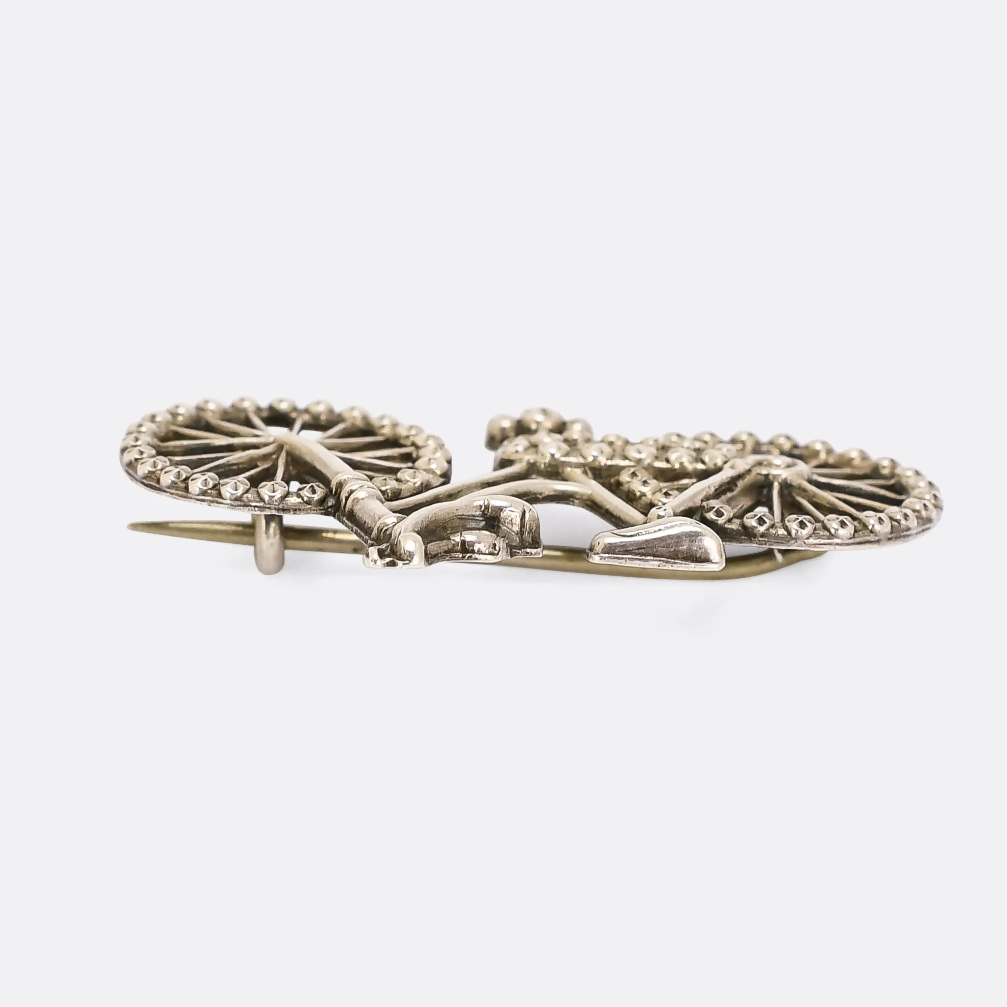 Victorian Silver Bicycle Brooch