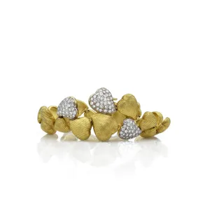 Vintage Retro 18KT Yellow Gold "Floating Heart" Bracelet