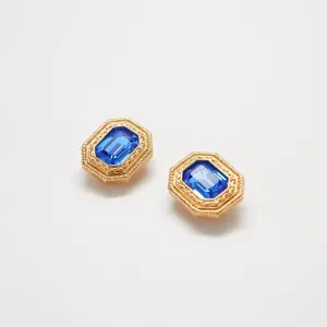 Vintage Swarovski Blue and Gold Earrings