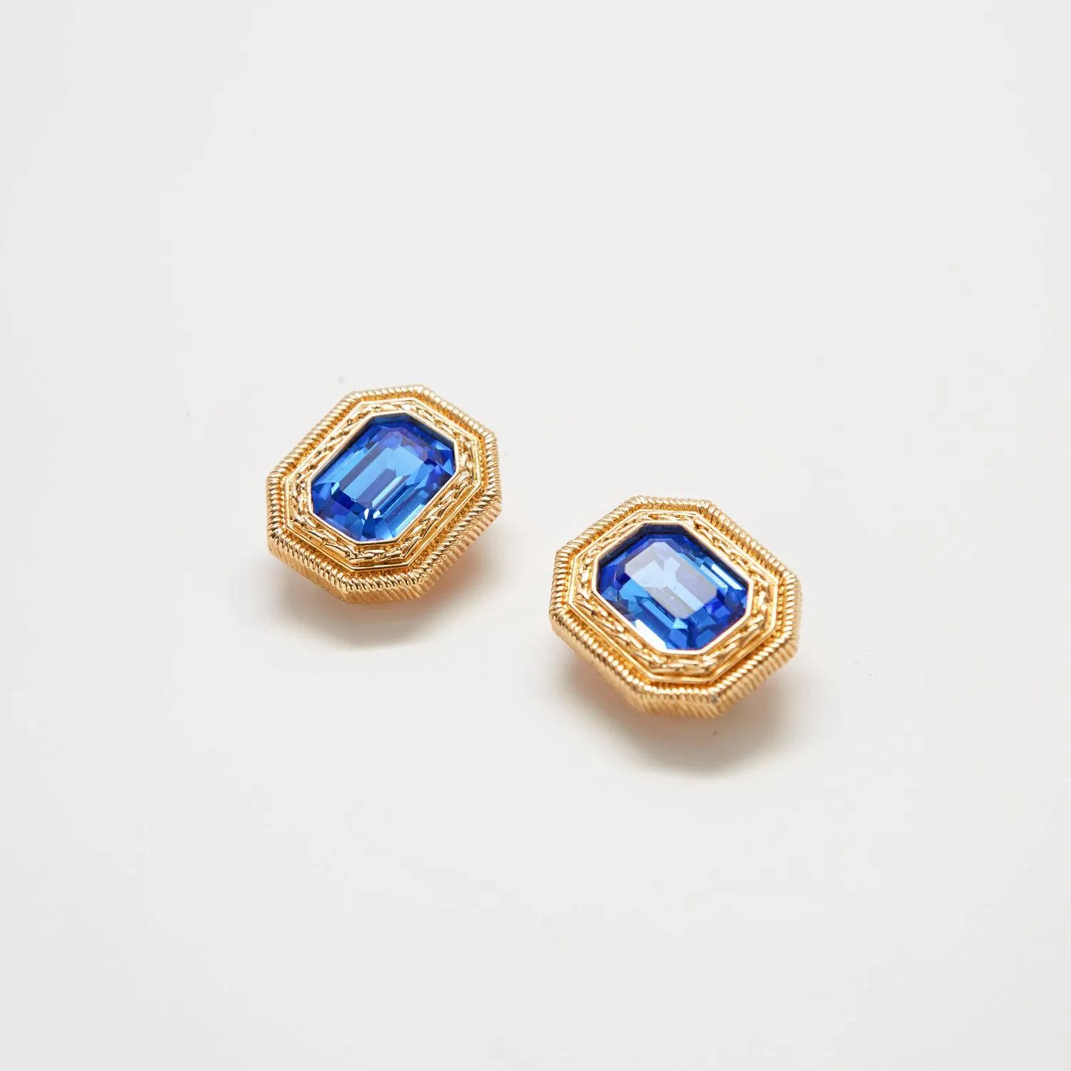 Vintage Swarovski Blue and Gold Earrings