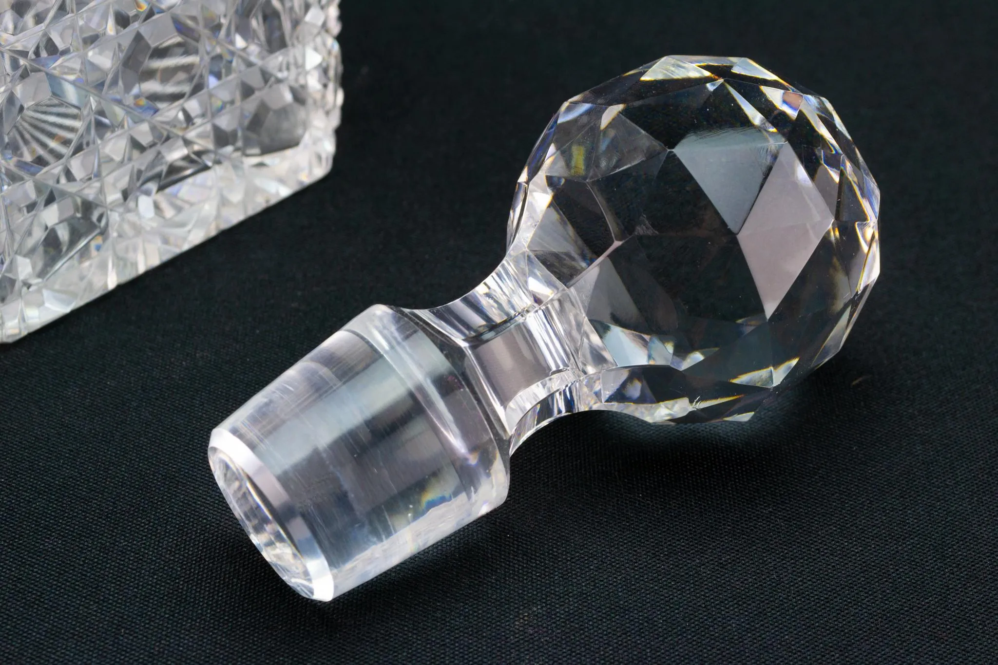 Whisky Decanter Square Cut Glass, English Early 1900s