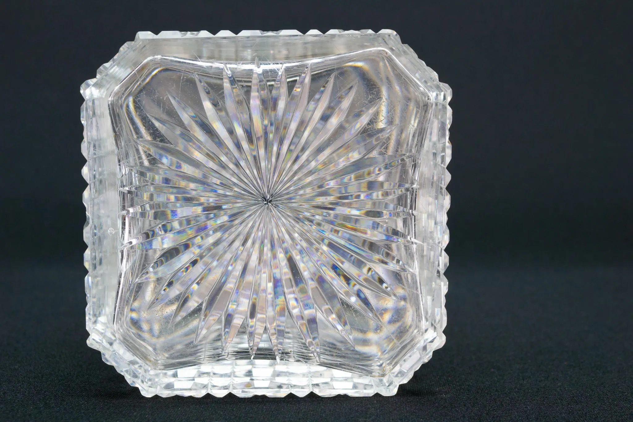 Whisky Decanter Square Cut Glass, English Early 1900s