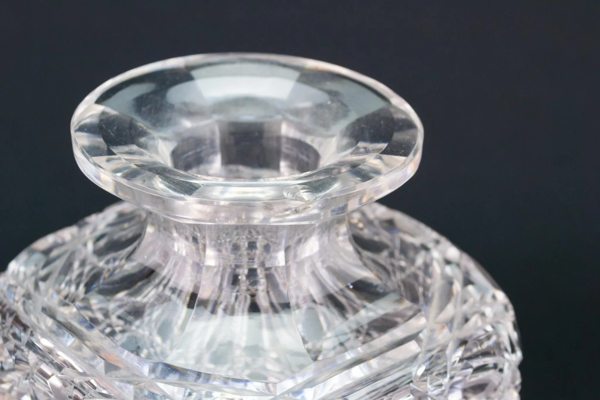 Whisky Decanter Square Cut Glass, English Early 1900s