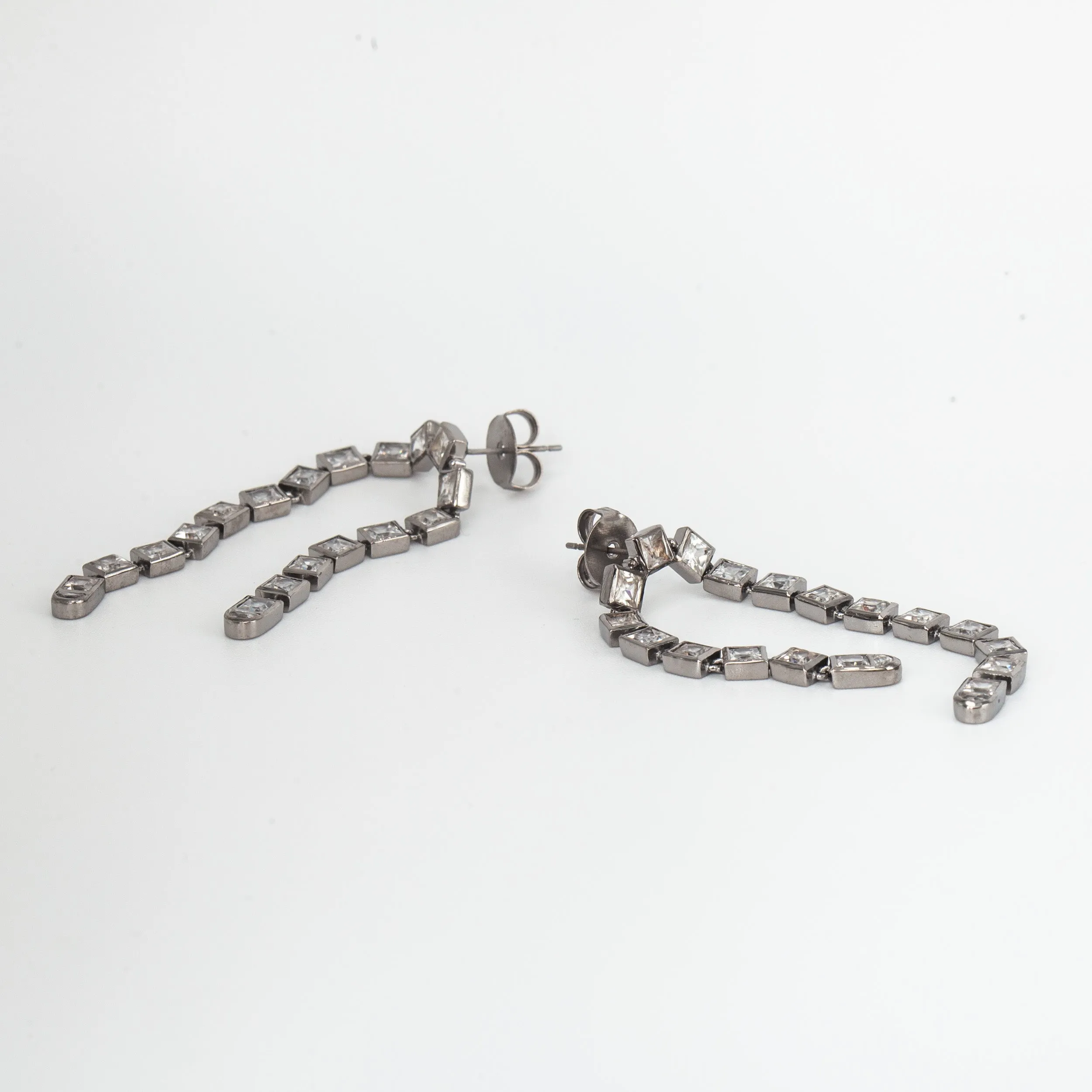 White Zircon Arc Earrings