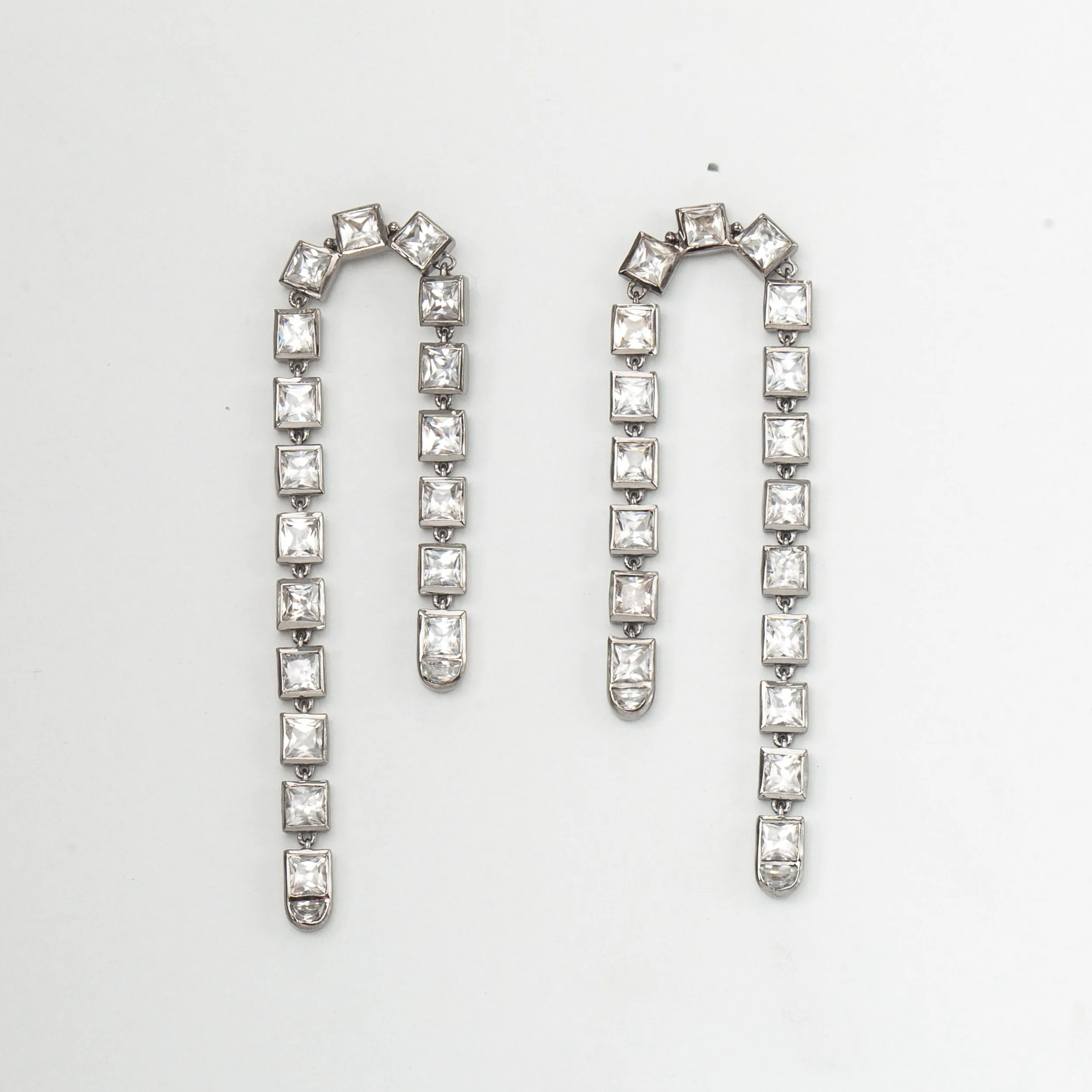 White Zircon Arc Earrings