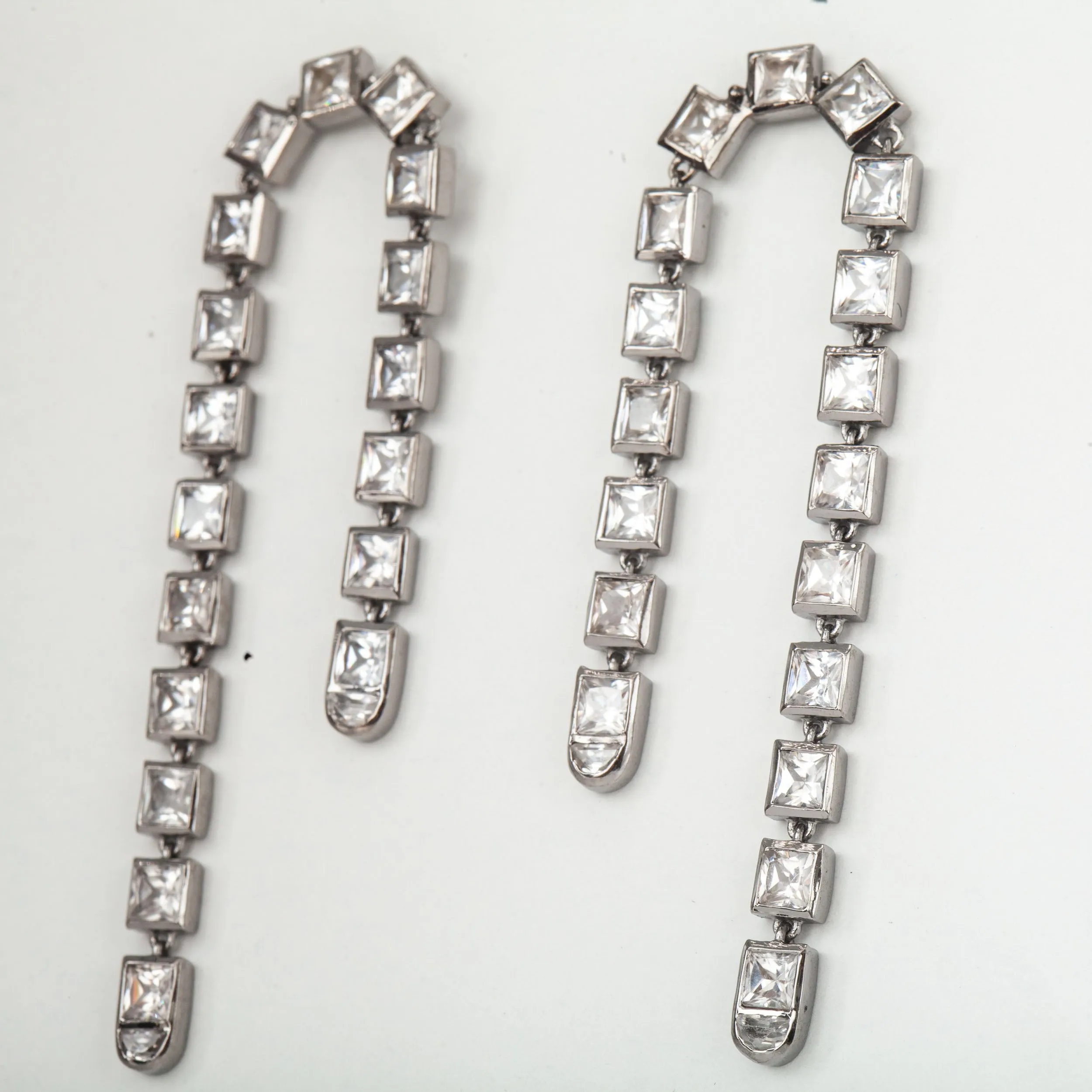 White Zircon Arc Earrings
