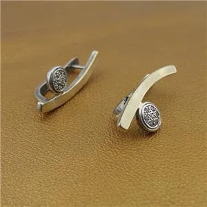 White Zircon Earrings 9K Yellow Gold 925 Silver Handmade  Hadar Designers Deco