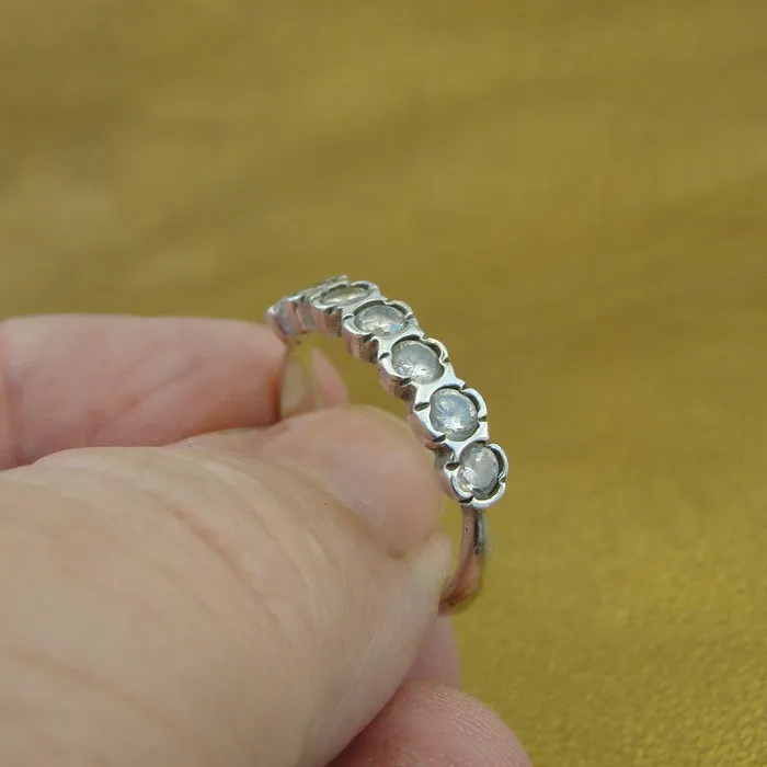 White Zircon Ring 925 Sterling Silver  size 7 Handmade Hadar Designers  () LAST