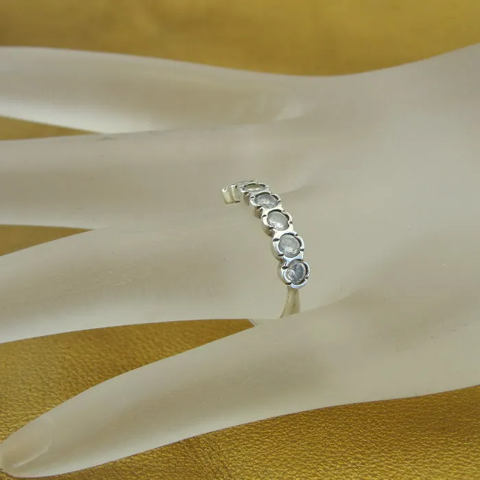 White Zircon Ring 925 Sterling Silver  size 7 Handmade Hadar Designers  () LAST
