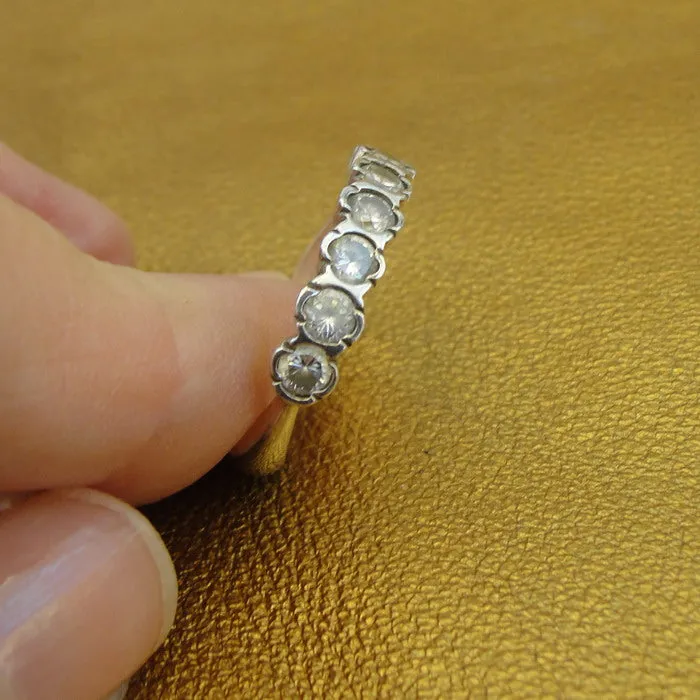 White Zircon Ring 925 Sterling Silver  size 7 Handmade Hadar Designers  () LAST