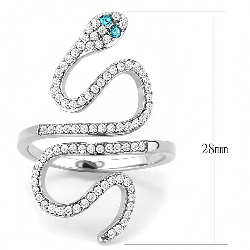Women Stainless Steel Crystal Snake Ring