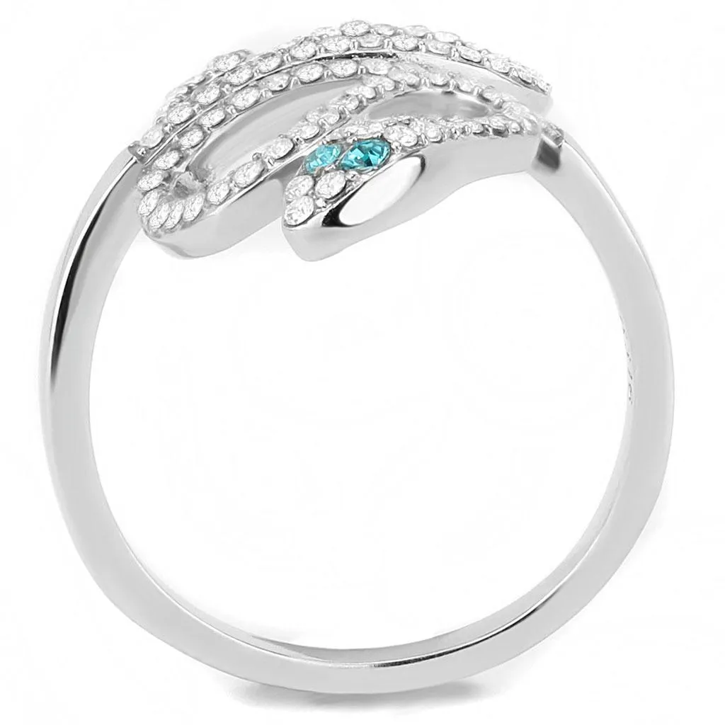 Women Stainless Steel Crystal Snake Ring