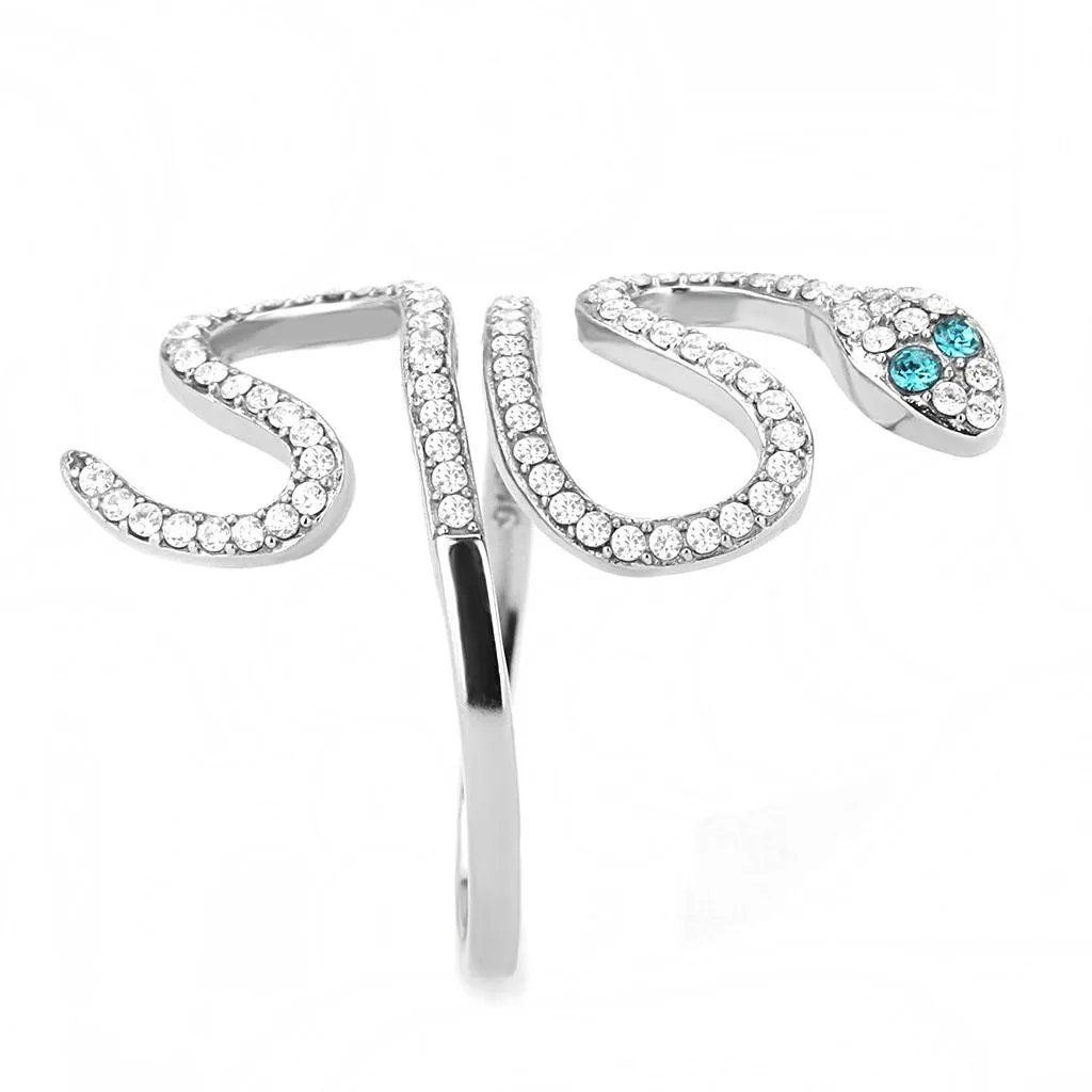 Women Stainless Steel Crystal Snake Ring
