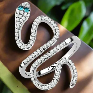 Women Stainless Steel Crystal Snake Ring