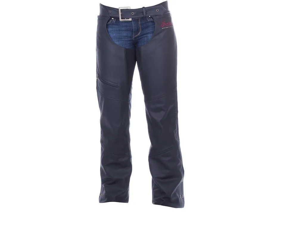 Women's Traditional Leather Chaps, Black