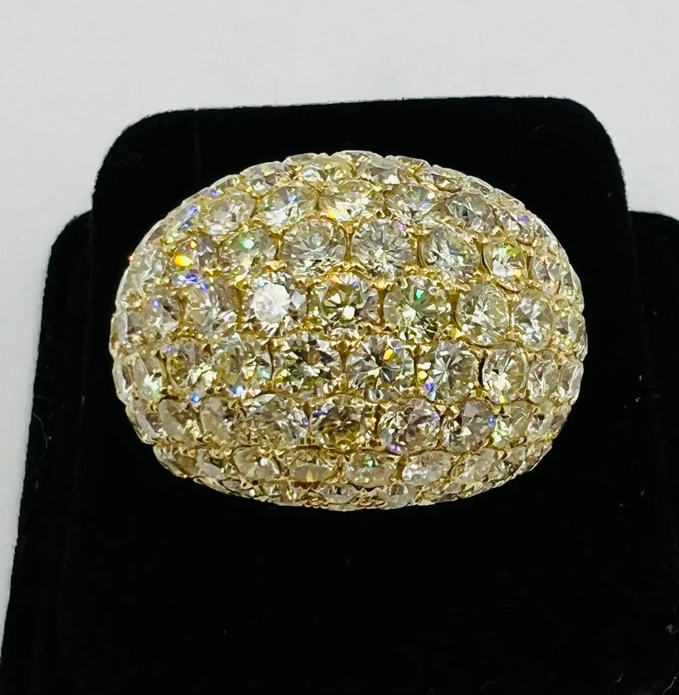 XL Pave Diamond 18k Yellow Gold Dome Ring