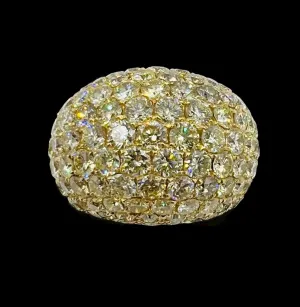 XL Pave Diamond 18k Yellow Gold Dome Ring