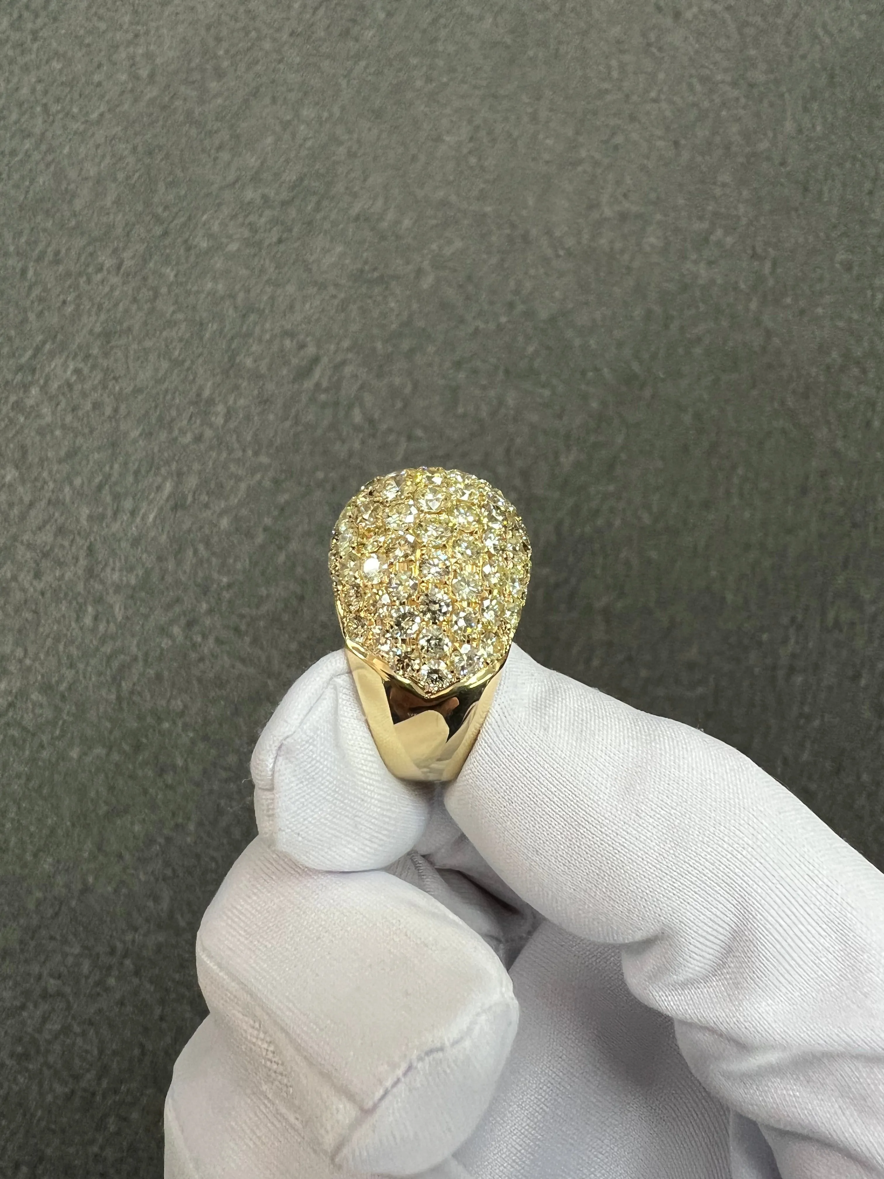 XL Pave Diamond 18k Yellow Gold Dome Ring