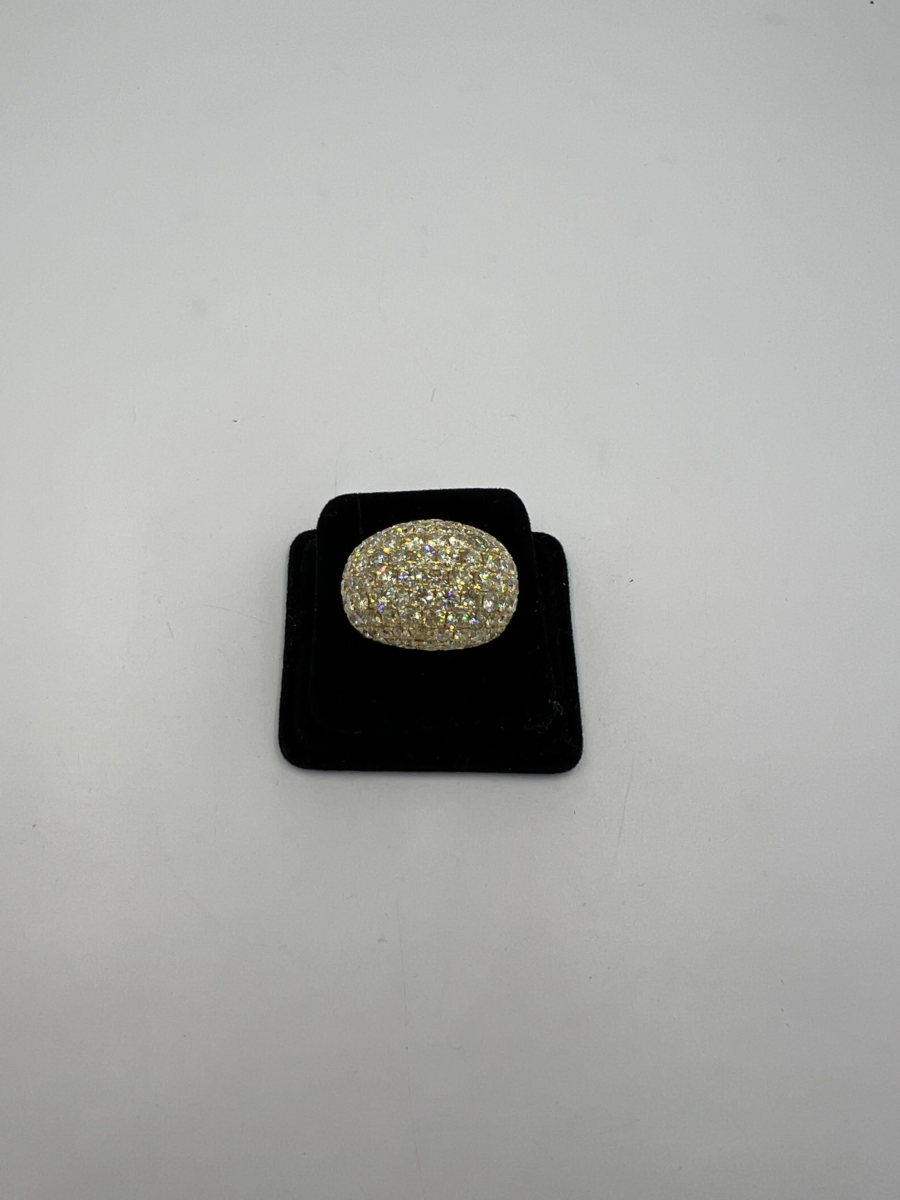XL Pave Diamond 18k Yellow Gold Dome Ring