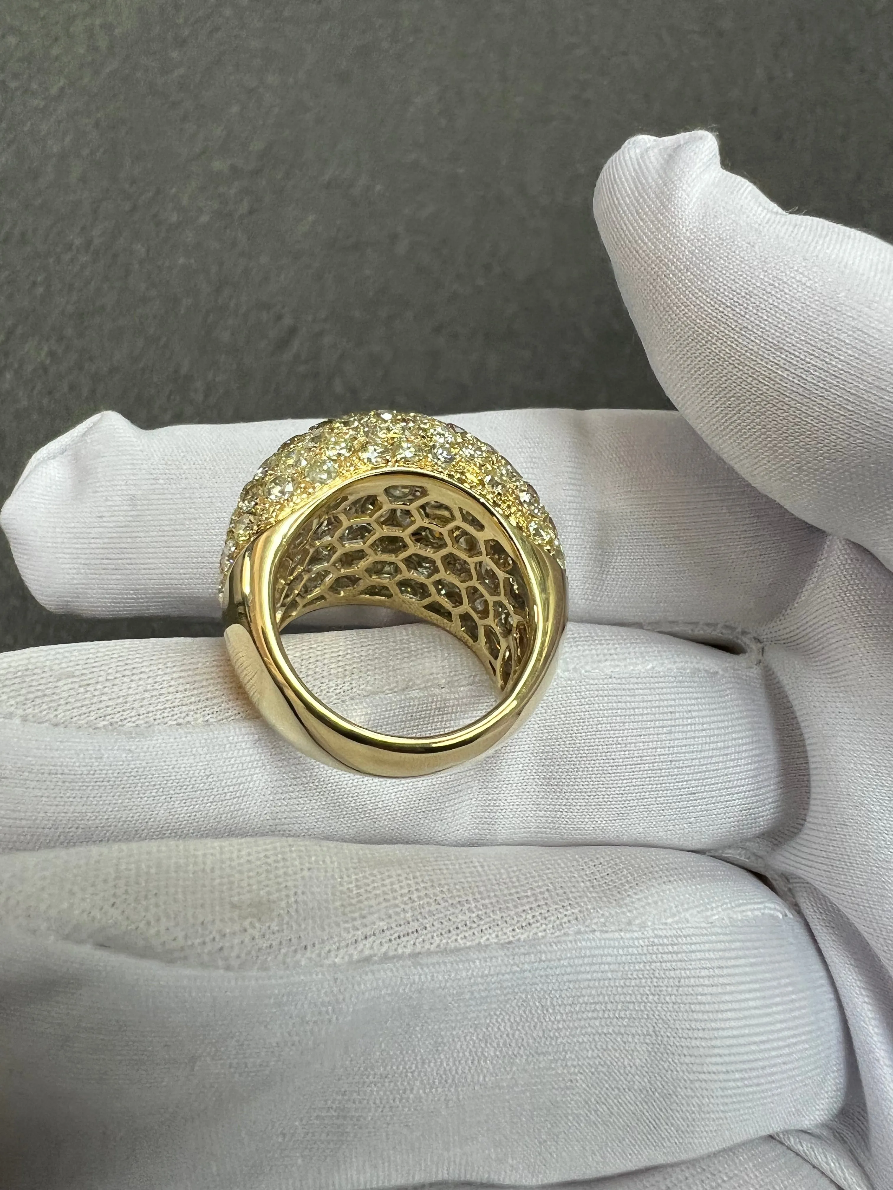 XL Pave Diamond 18k Yellow Gold Dome Ring