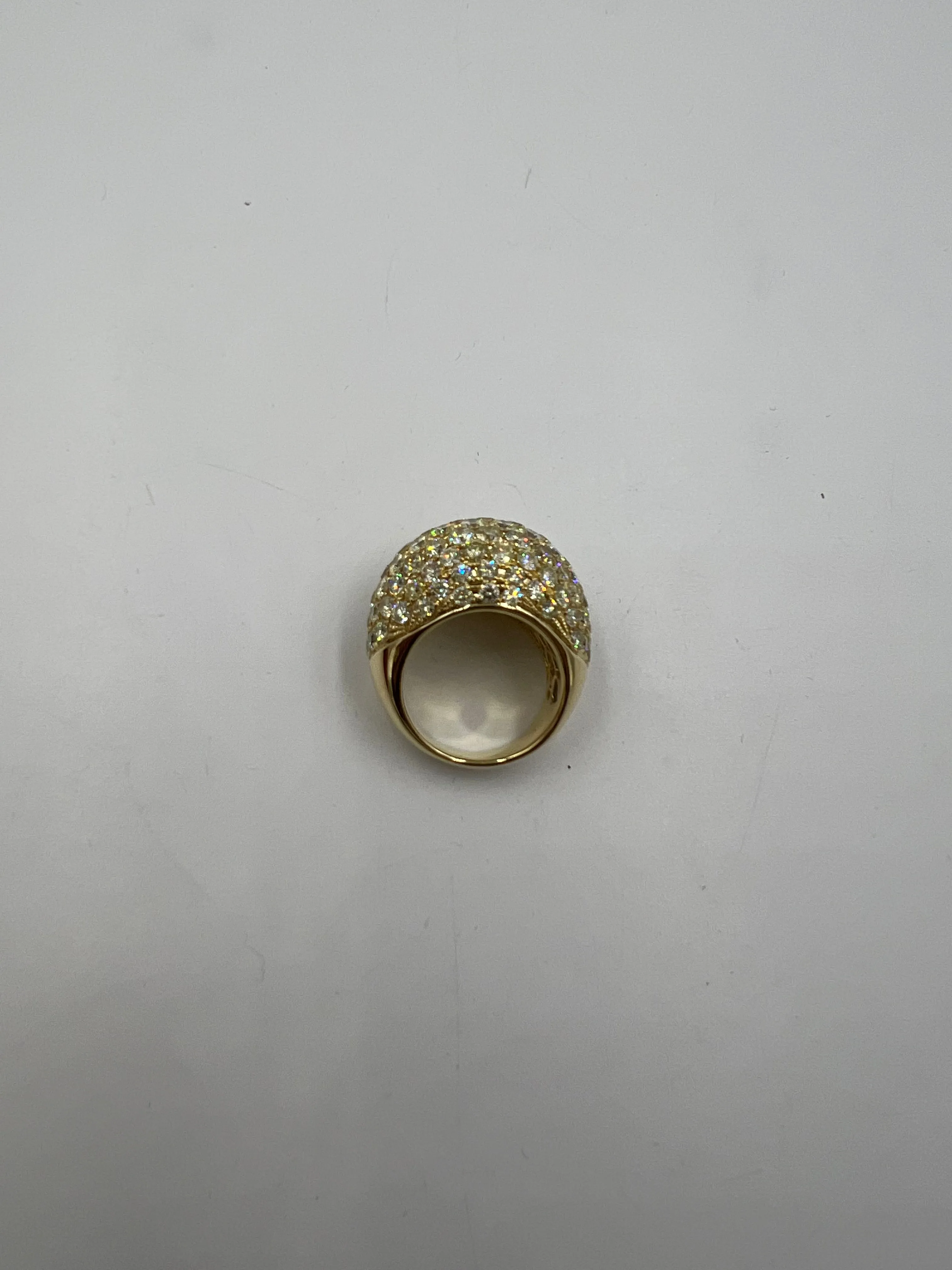 XL Pave Diamond 18k Yellow Gold Dome Ring