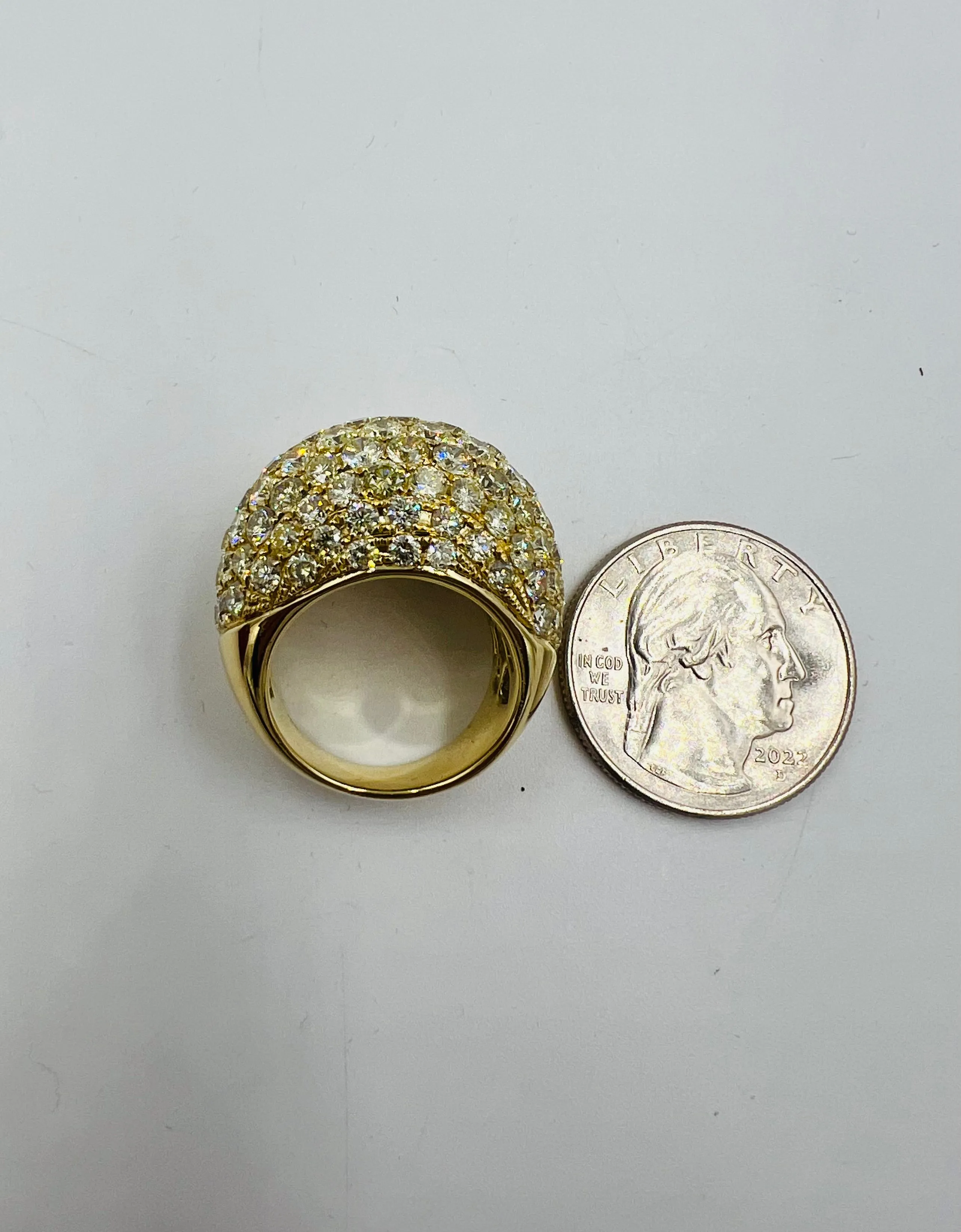XL Pave Diamond 18k Yellow Gold Dome Ring