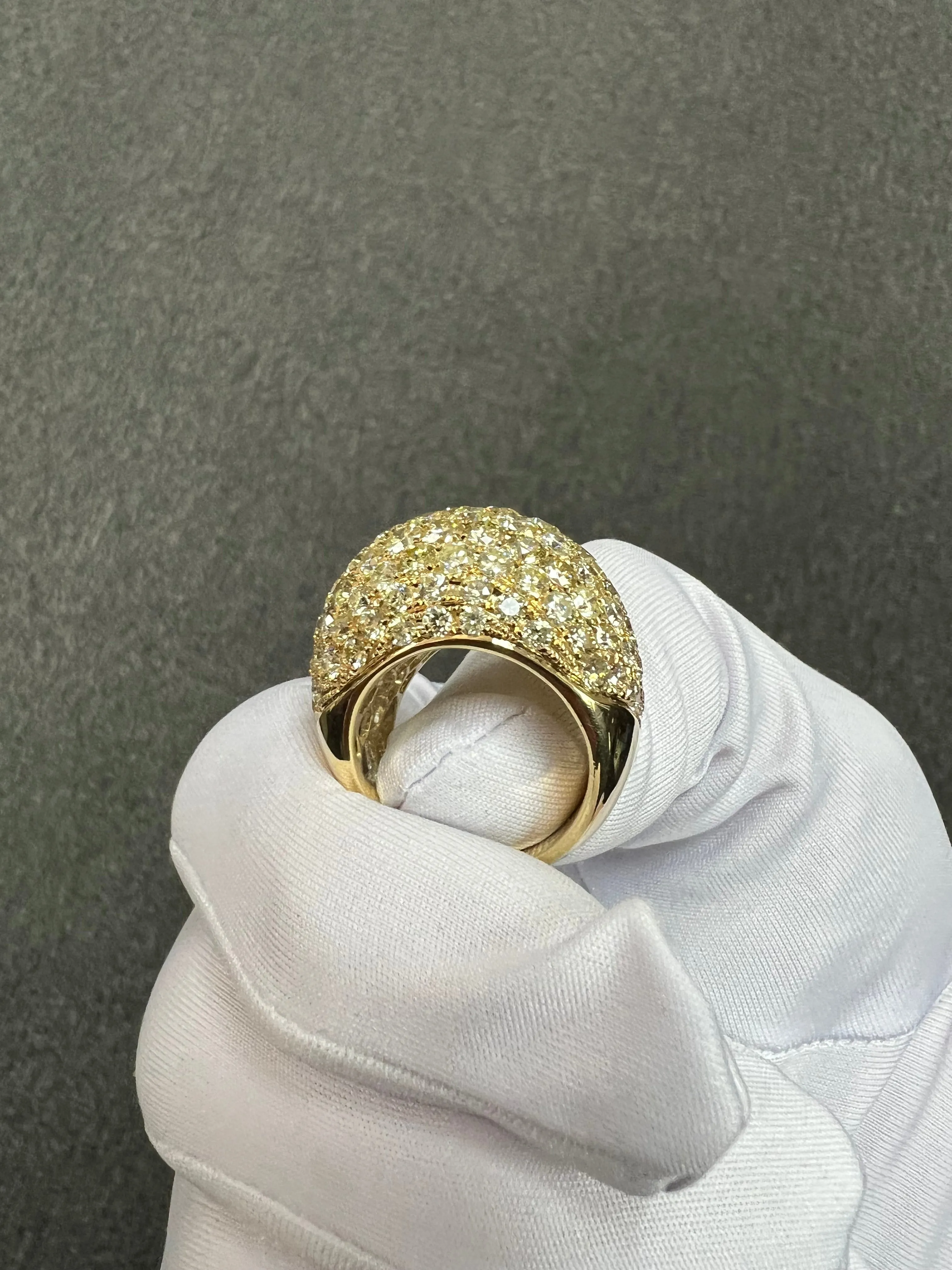 XL Pave Diamond 18k Yellow Gold Dome Ring