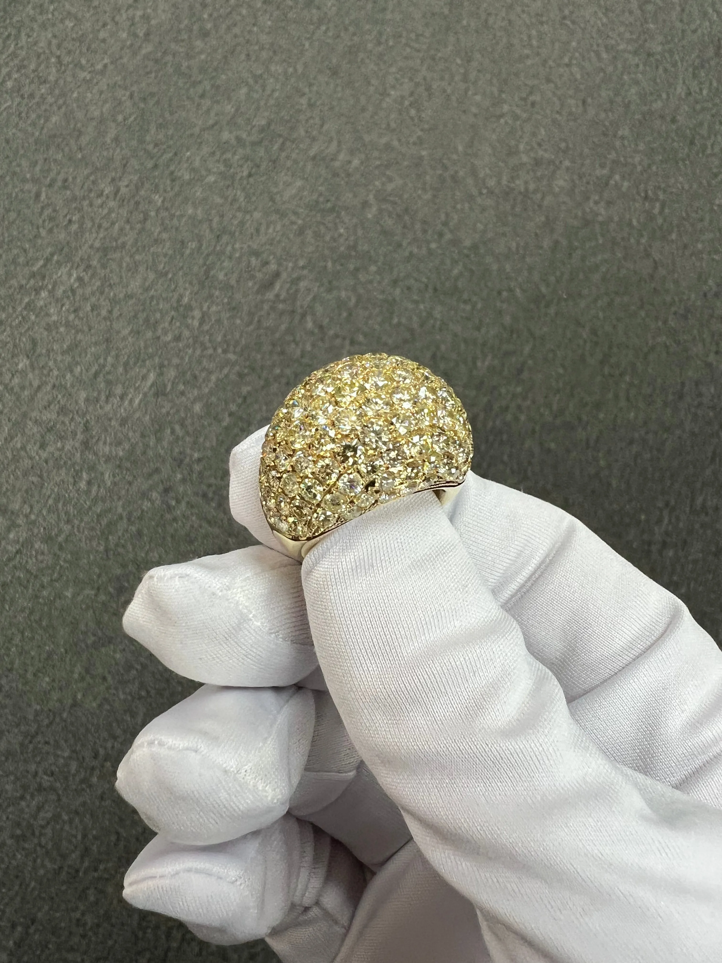 XL Pave Diamond 18k Yellow Gold Dome Ring