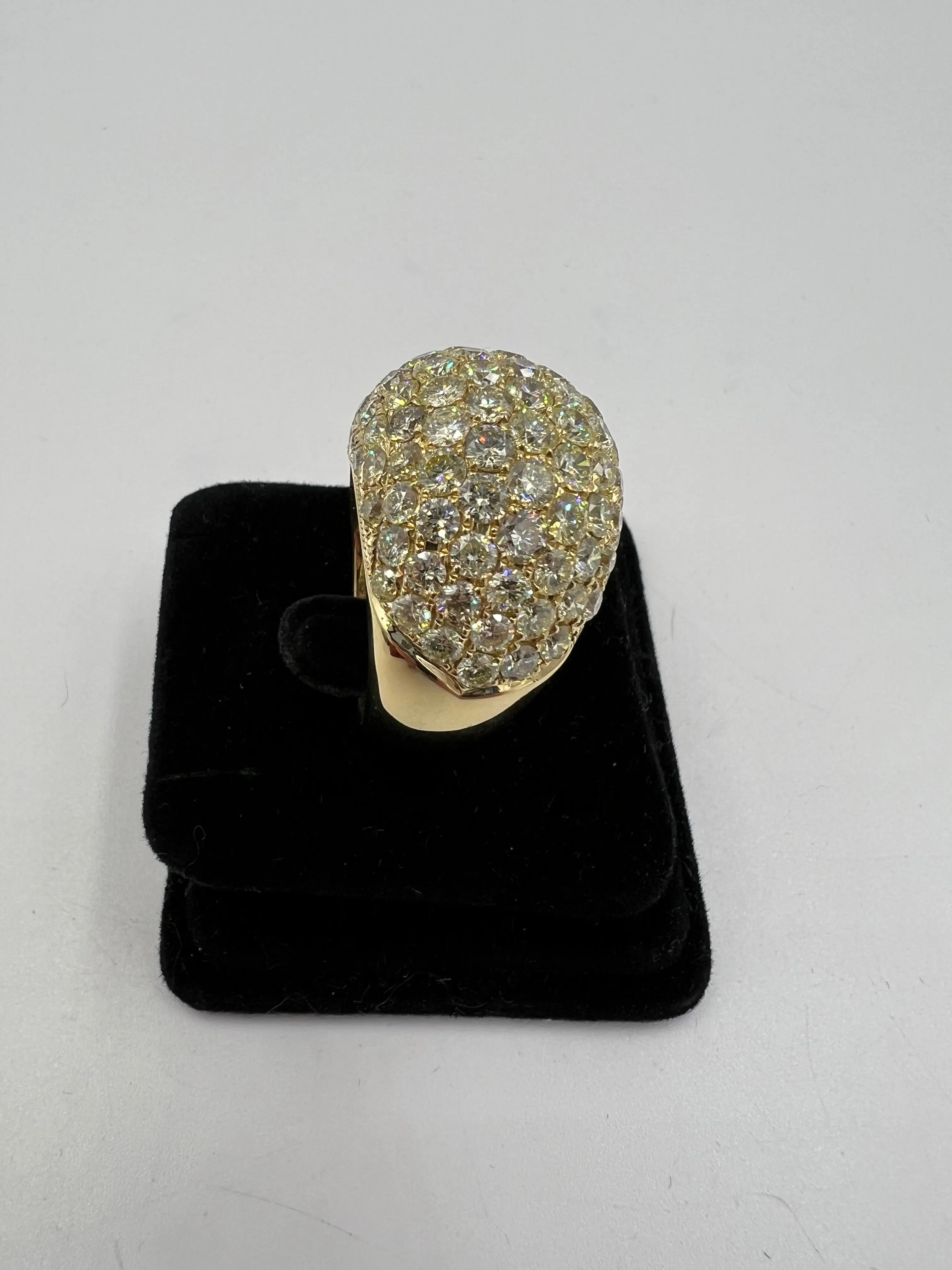 XL Pave Diamond 18k Yellow Gold Dome Ring