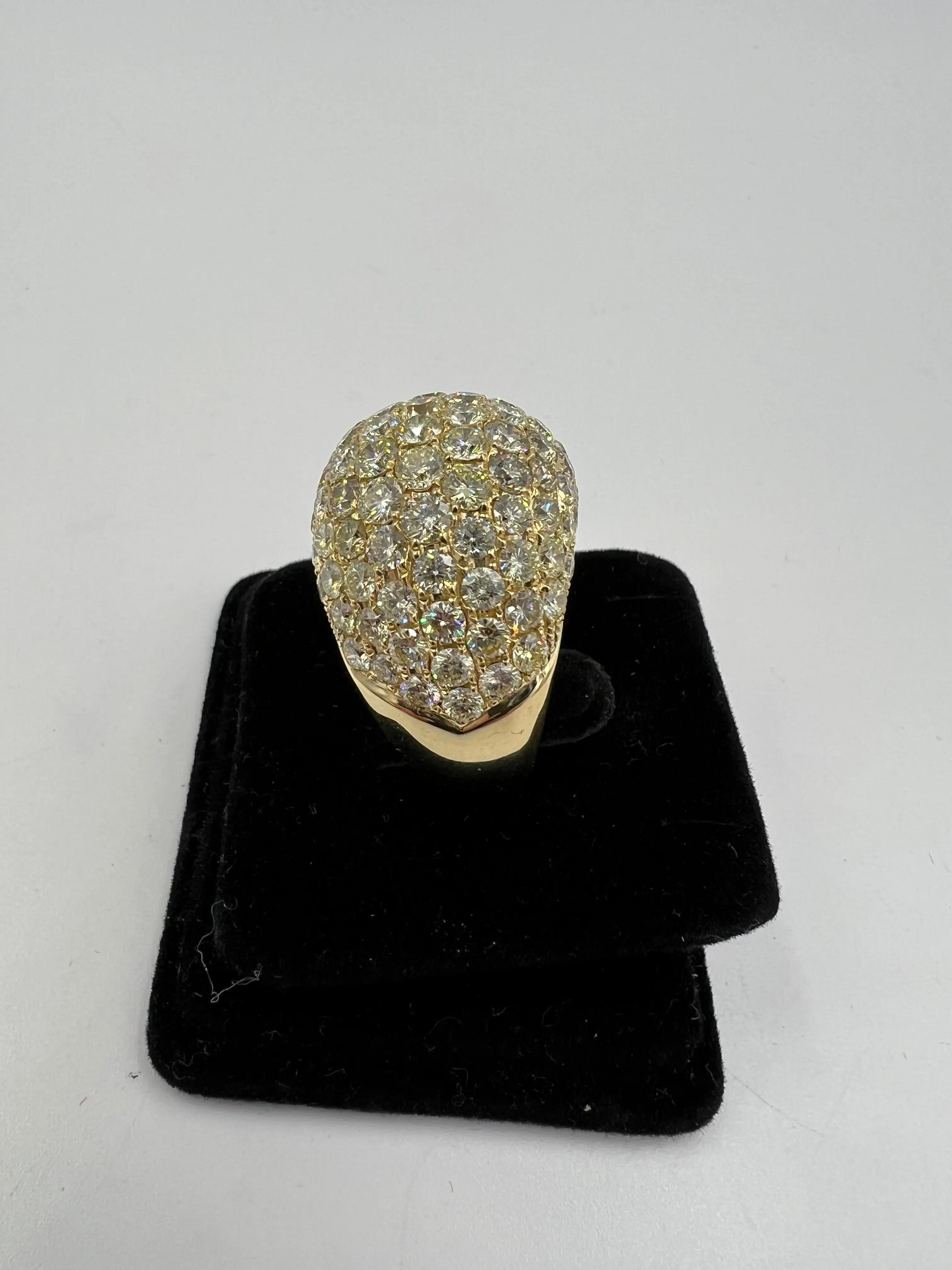 XL Pave Diamond 18k Yellow Gold Dome Ring