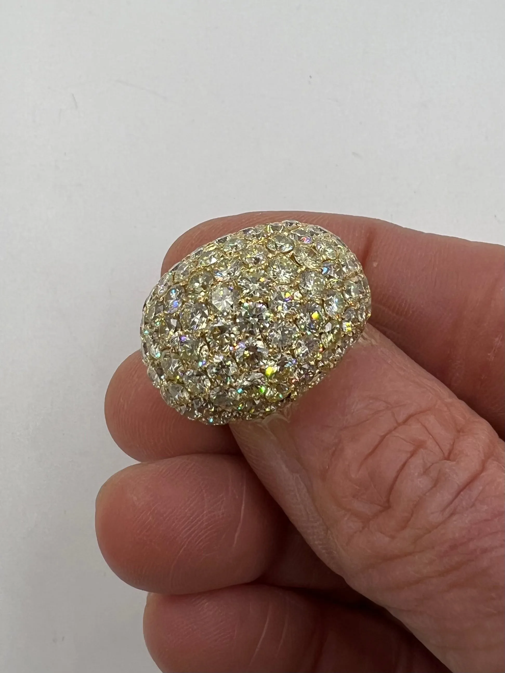 XL Pave Diamond 18k Yellow Gold Dome Ring