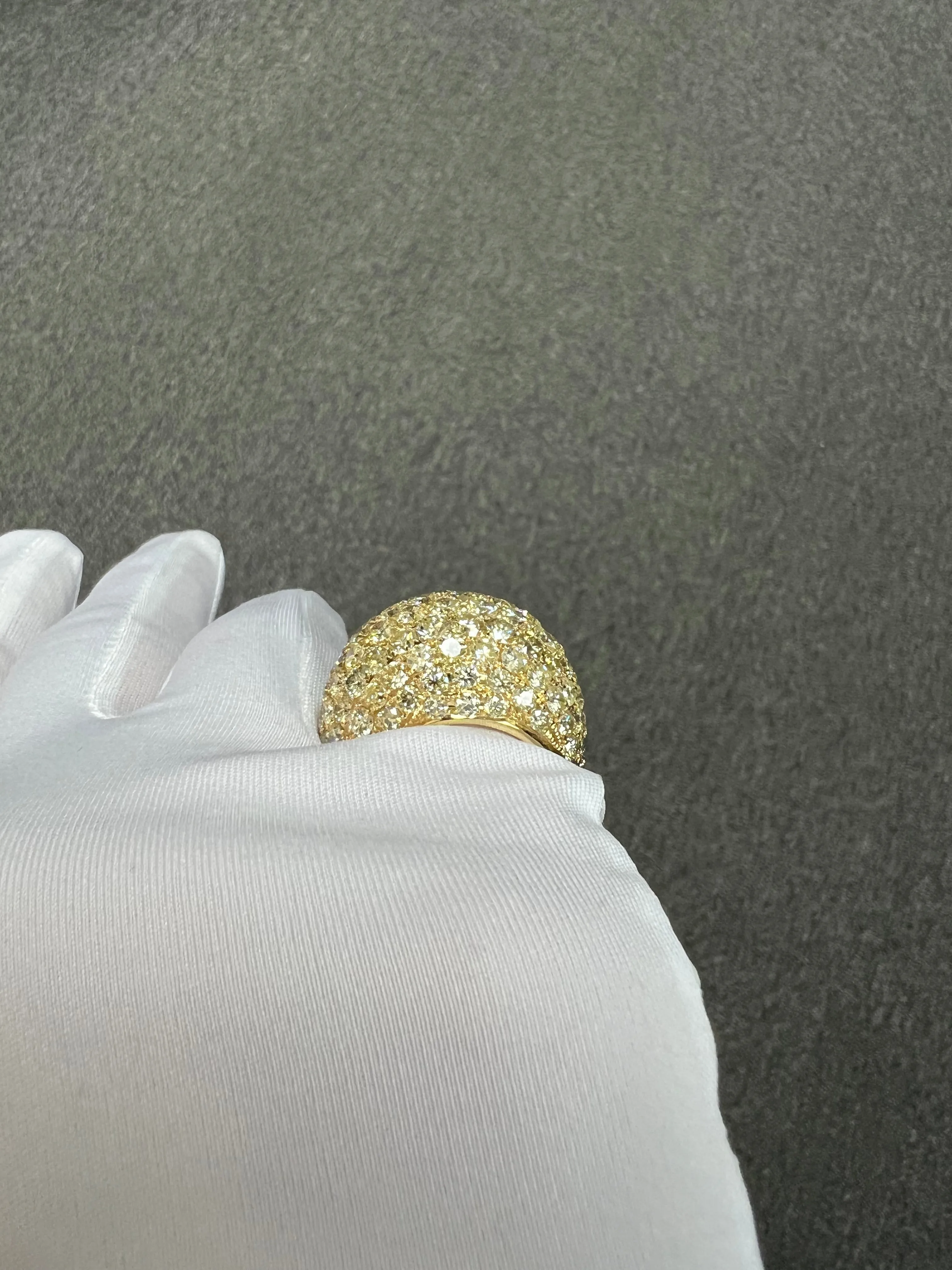XL Pave Diamond 18k Yellow Gold Dome Ring