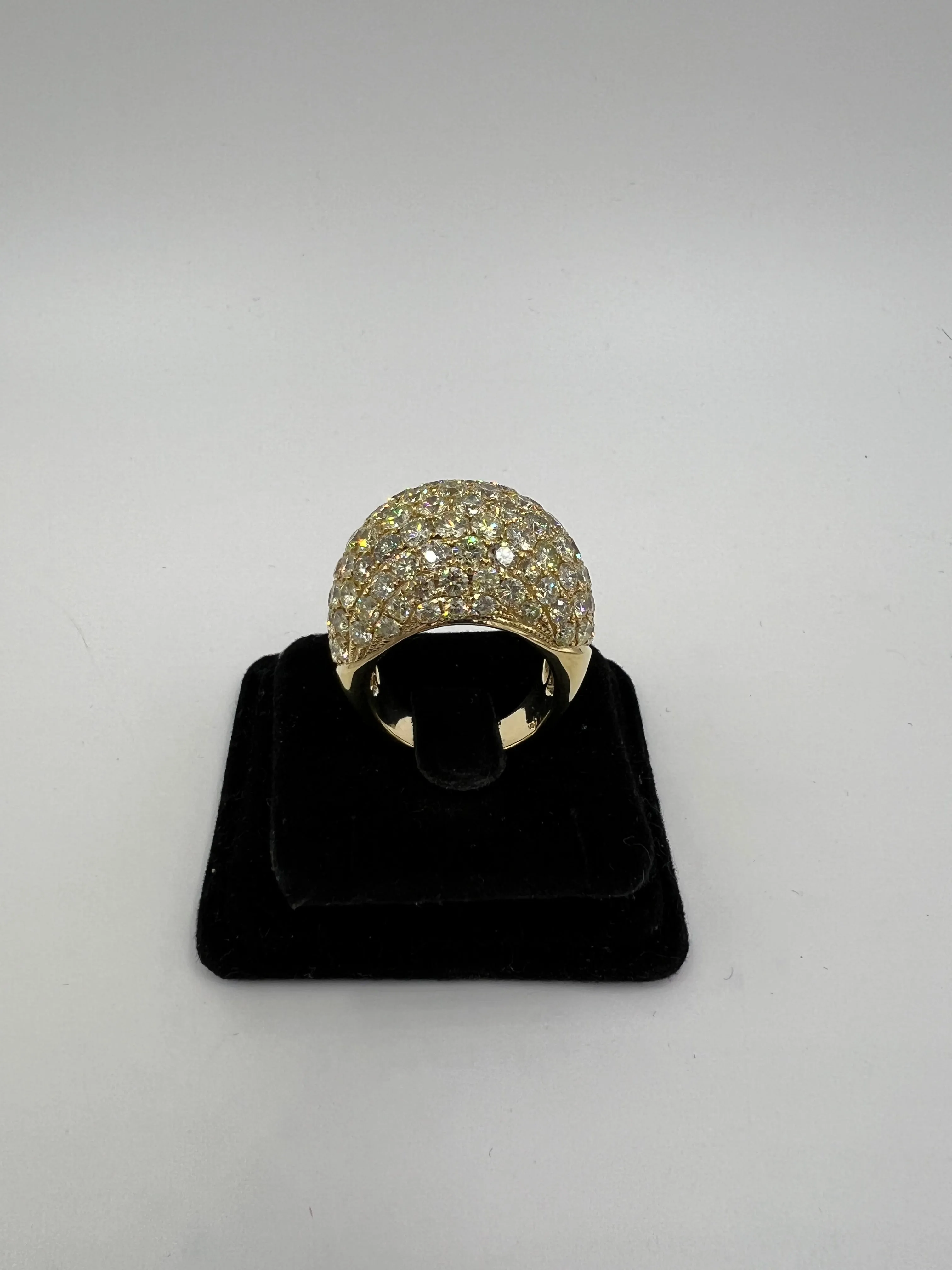 XL Pave Diamond 18k Yellow Gold Dome Ring