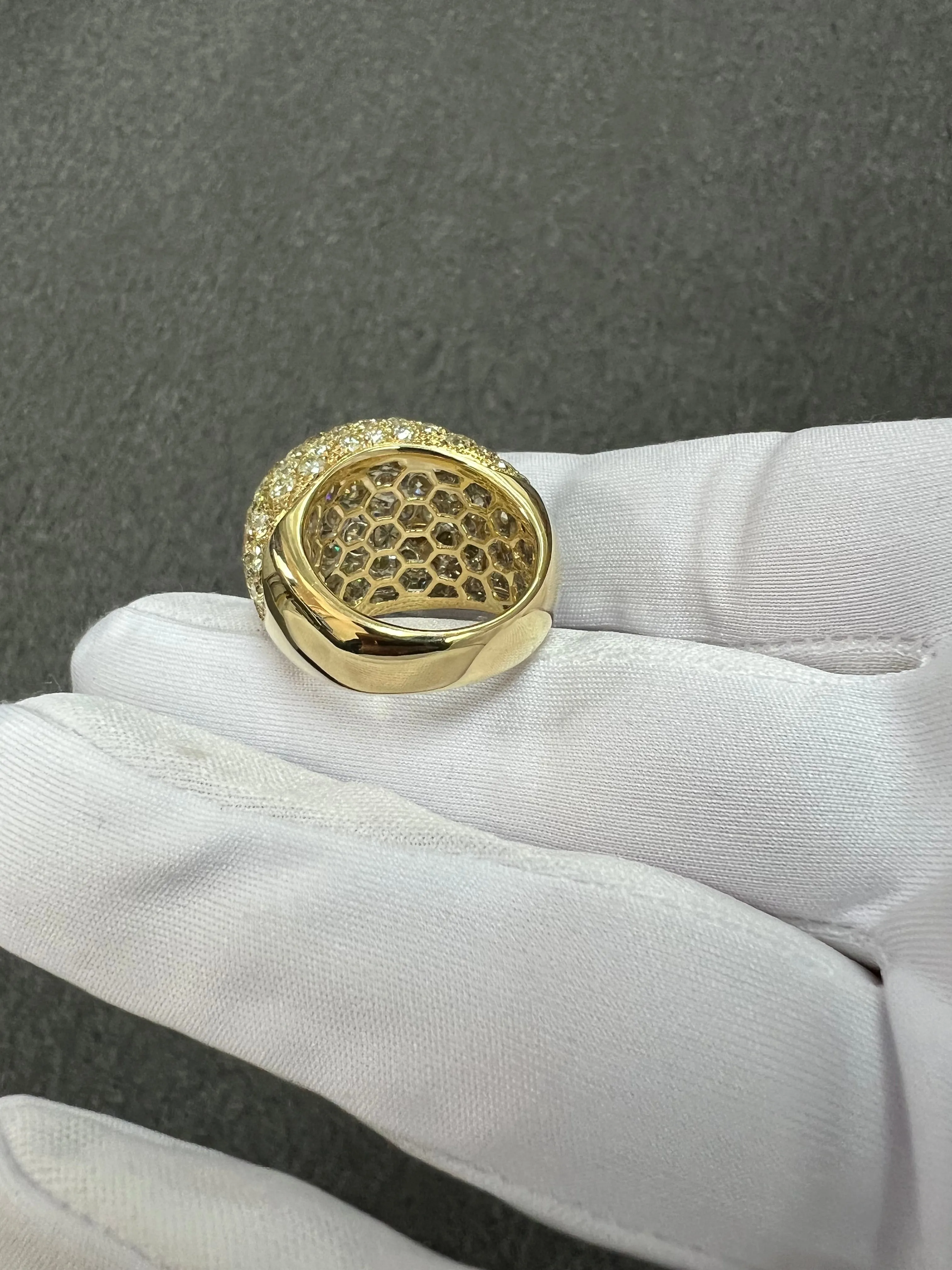 XL Pave Diamond 18k Yellow Gold Dome Ring