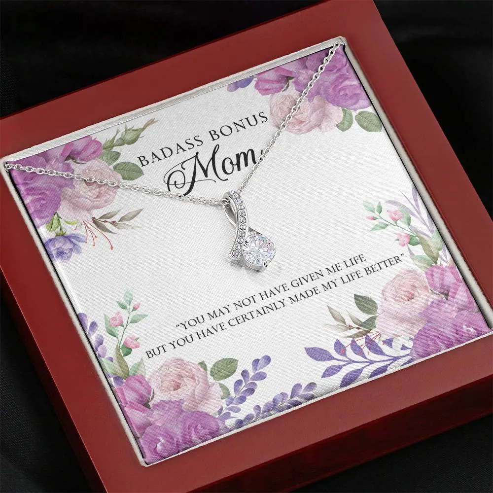 You made my life better_Alluring Beauty Solitaire Necklace for Badass Bonus Mom