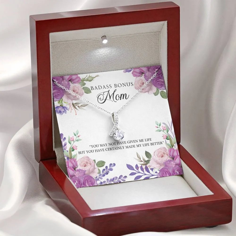 You made my life better_Alluring Beauty Solitaire Necklace for Badass Bonus Mom