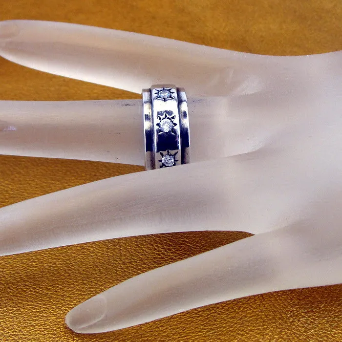 Zircon Band Ring 925 Sterling Silver  6.5,7,7.5 Handmade Hadar Designers  () LAST