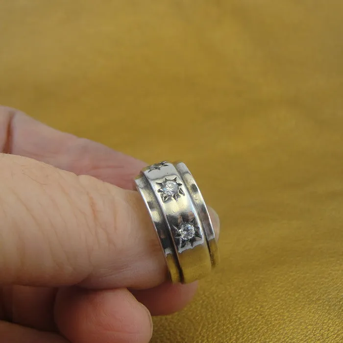 Zircon Band Ring 925 Sterling Silver  6.5,7,7.5 Handmade Hadar Designers  () LAST
