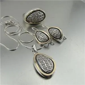 Zircon Earrings 9K Yellow Gold 925 Silver Handmade Deco Hadar Designers  () SALE